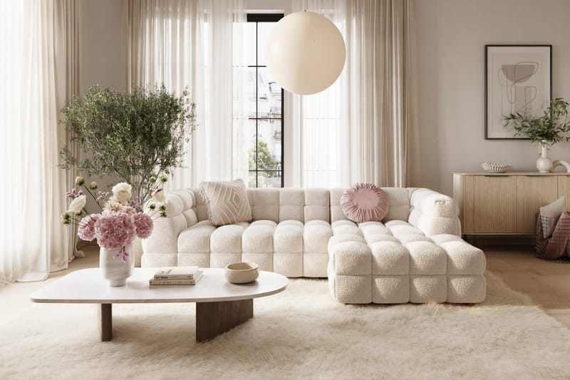 Elise Boblete Sofagruppe 3-seter Divansofa Høyre + Lenestol - Beige - Møbler - Sofaer - Sofagrupper