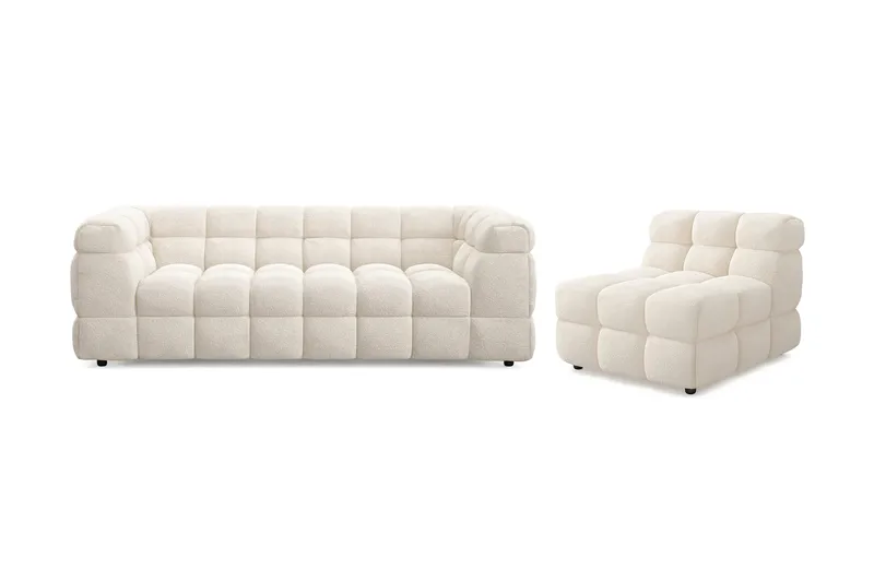 Elise Boblete Sofagruppe 3-seter Sofa + Lenestol, Hvit