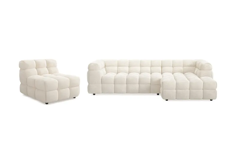 Elise Boblete Sofagruppe 4-seter Divansofa Høyre + Lenestol, Beige