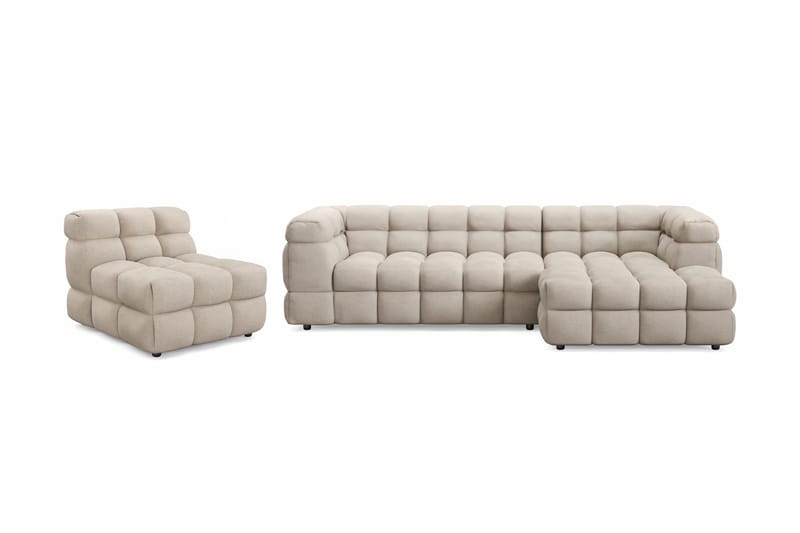 Elise Boblete Sofagruppe 4-seter Divansofa Høyre + Lenestol, Beige