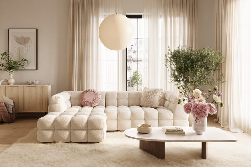 Elise Boblete Sofagruppe 4-seter Divansofa Venstre + Lenestol - Beige - Møbler - Sofaer - Sofagrupper