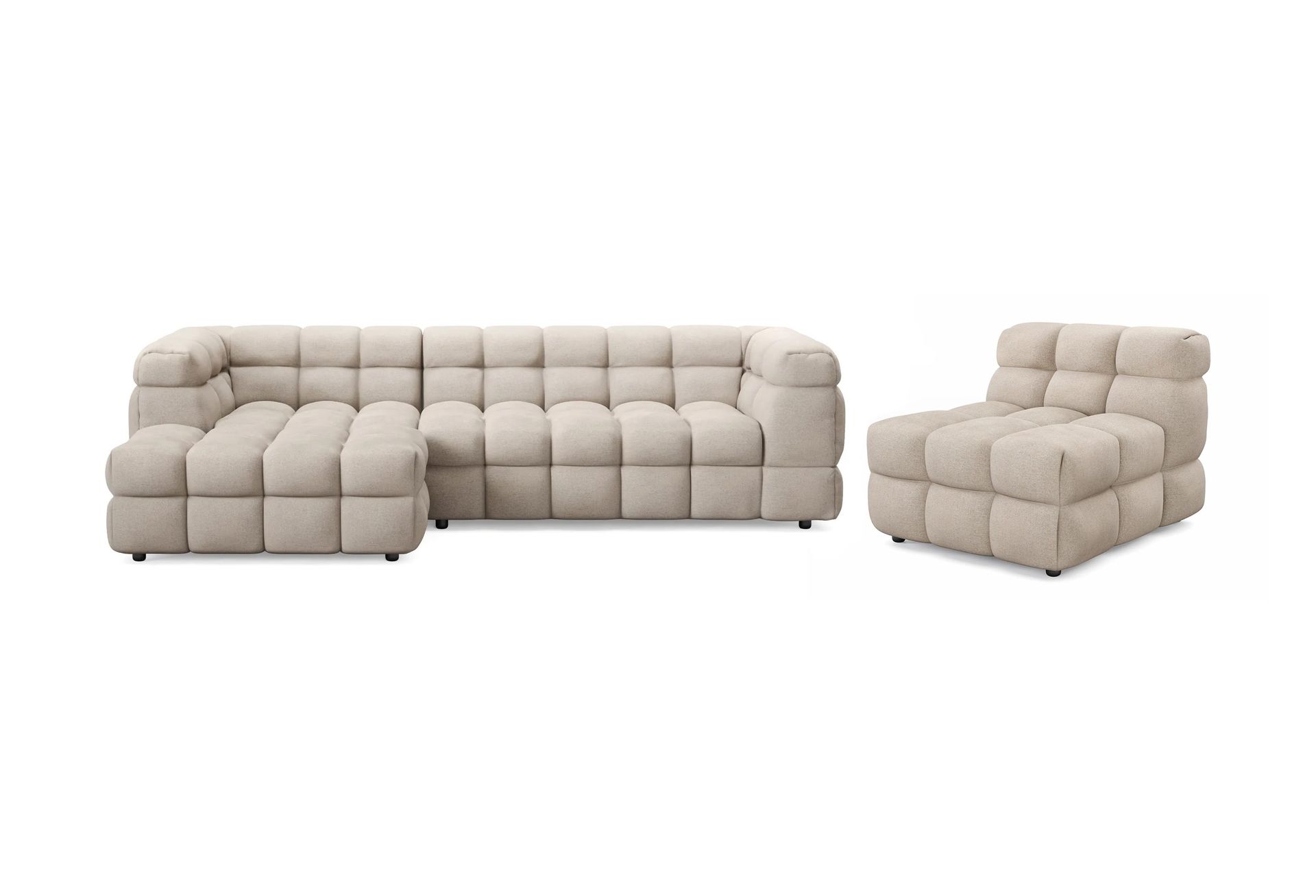 Elise Boblete Sofagruppe 4-seter Divansofa Venstre + Lenestol - Beige