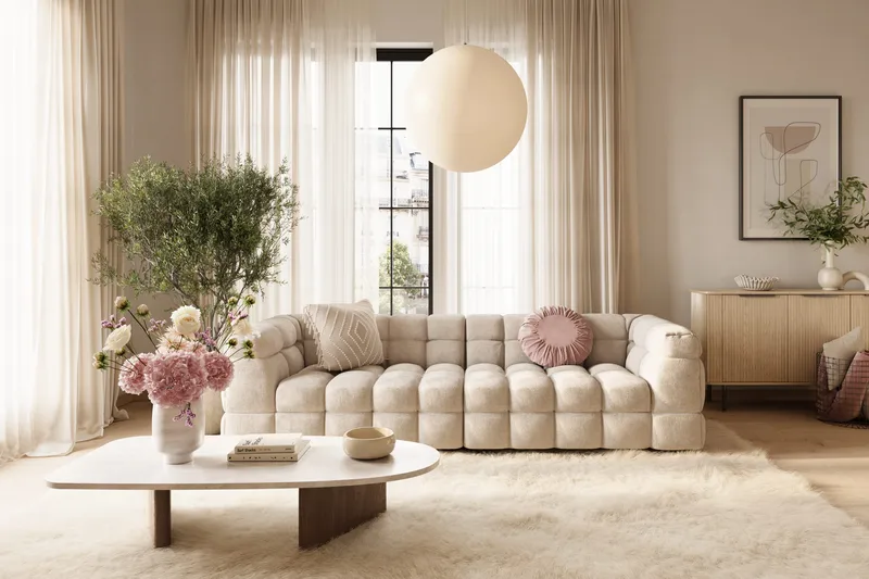 Elise Boblete Sofagruppe 4-seter Sofa + Lenestol - Beige - Møbler - Sofaer - Sofagrupper
