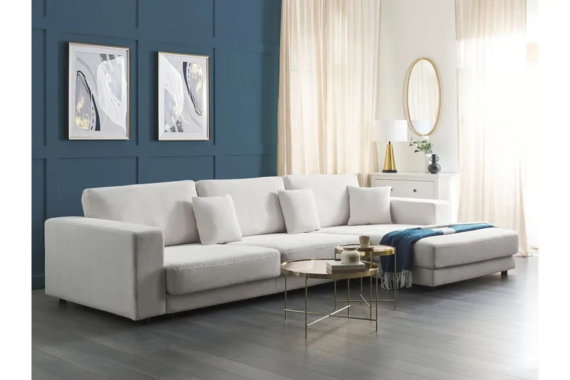 Ersi Hjørnesofa 4-seter - Hvit/Svart - Møbler - Sofaer - Hjørnesofa - Hjørnesofa med divan