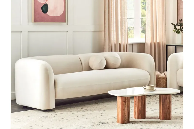 Fabion Sofa 3-seter - Krem - Møbler - Sofaer - Fløyel sofaer