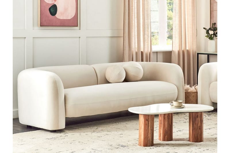 Fabion Sofa 3-seter - Krem - Møbler - Sofaer - Fløyel sofaer