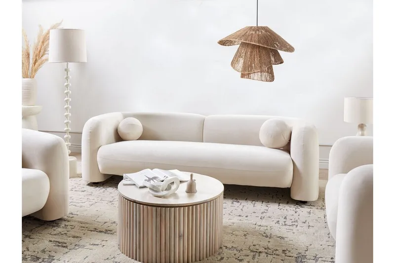 Fabion Sofa 3-seter - Krem - Møbler - Sofaer - Fløyel sofaer
