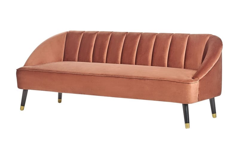 Farrin Sofa 3-seter - Brun/Svart/Gull - Møbler - Sofaer - Fløyel sofaer