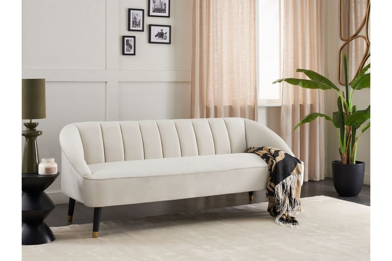 Farrin Sofa 3-seter - Hvit/Svart/Gull - Møbler - Sofaer - Fløyel sofaer