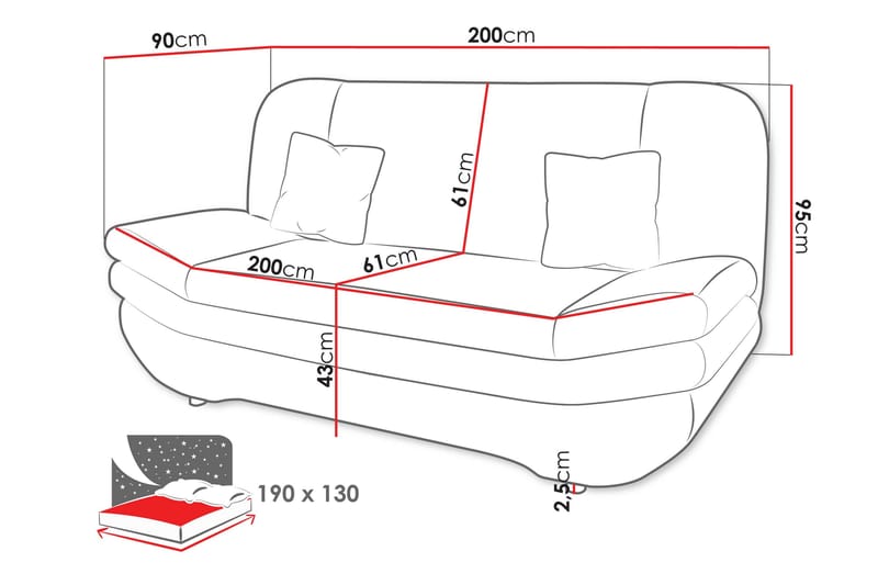 Figurelle Sovesofa 2-Seter - Beige - Møbler - Sofaer - Sovesofaer