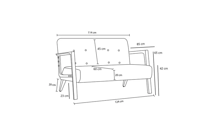 Finegard 2-seters Sofa - Antrasitt - Møbler - Sofaer - 2 seter sofa