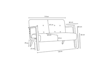 Finegard 2-seters Sofa - Grå - Møbler - Sofaer - 2 seter sofa