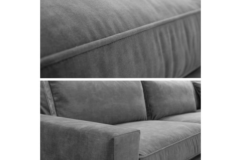 3-seters Hjørnesofa - Blå - Sofa med sjeselong - Fløyel sofaer - 3 seters sofa med divan