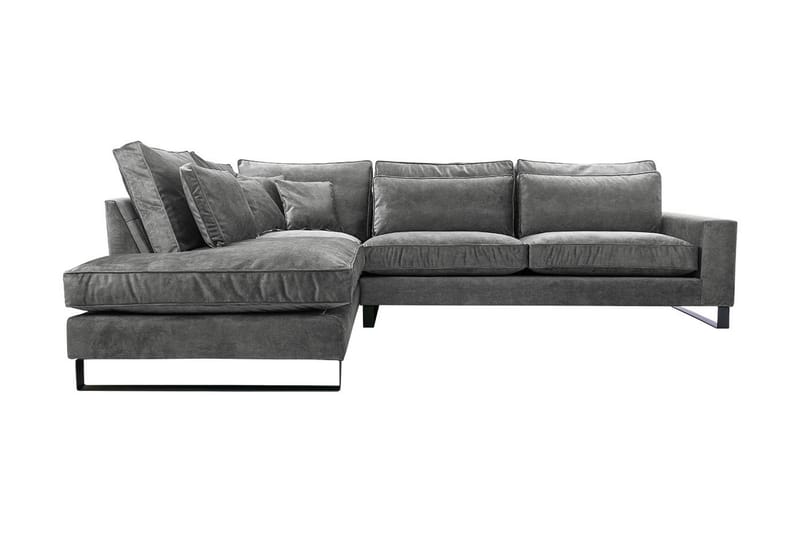 3-seters Hjørnesofa - Grå - 3 seters sofa med divan - Fløyel sofaer - Sofa med sjeselong