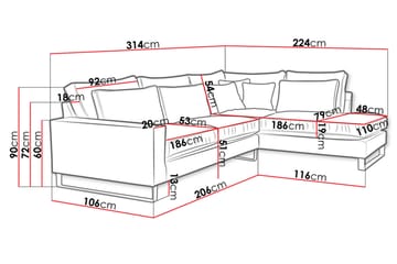 3-seters Hjørnesofa - Rosa - Møbler - Sofaer - Sofa med sjeselong