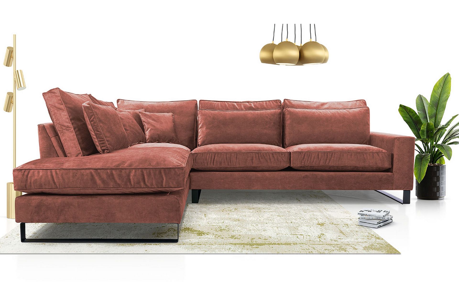 3-seters Hjørnesofa - Rosa - Møbler - Sofaer - Sofa med sjeselong