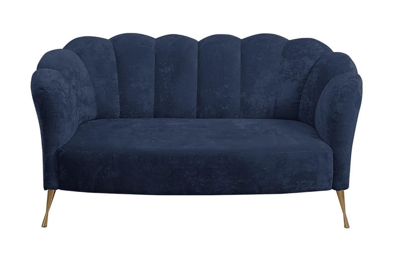 Adrial 2-seters Sofa - Fløyel/Blå/Gull - Fløyel sofaer - 2 seter sofa