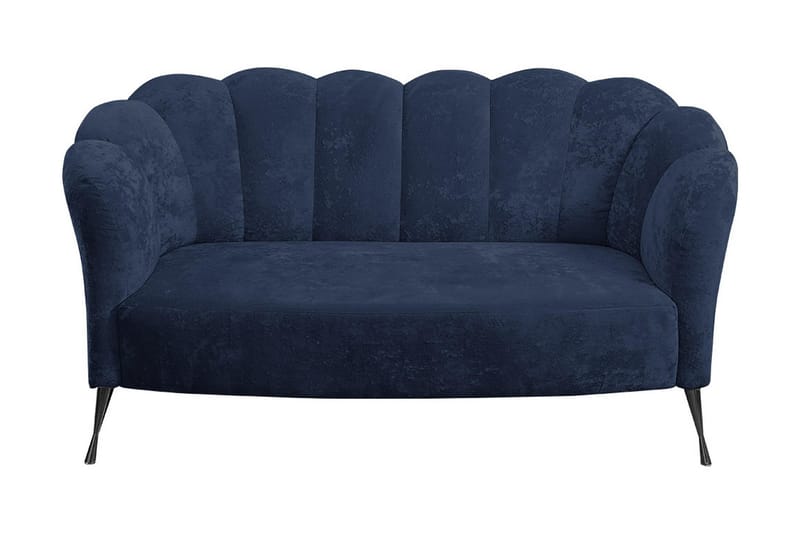 Adrial 2-seters Sofa - Fløyel/Blå/Svart Krom - Fløyel sofaer - 2 seter sofa