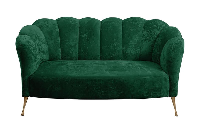 Adrial 2-seters Sofa - Fløyel/Grønn/Gull - Fløyel sofaer - 2 seter sofa