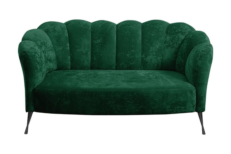 Adrial 2-seters Sofa - Fløyel/Grønn/Svart Krom - Fløyel sofaer - 2 seter sofa