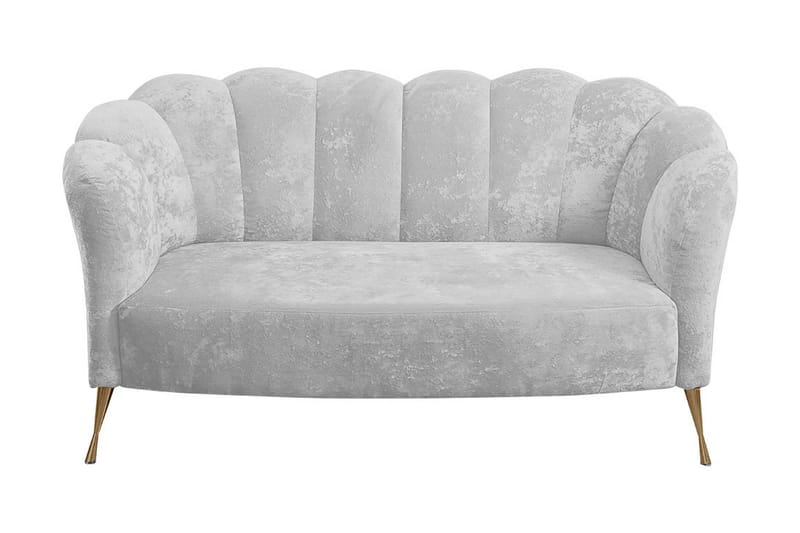 Adrial 2-seters Sofa - Fløyel/Hvit/Gull - Fløyel sofaer - 2 seter sofa