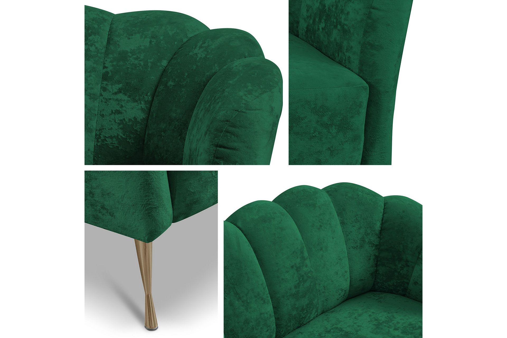 Adrial 2-seters Sofa - Fløyel/Hvit/Gull - Møbler - Sofaer - Fløyel sofaer