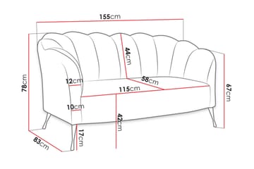 Adrial 2-seters Sofa - Fløyel/Hvit/Gull - Møbler - Sofaer - Fløyel sofaer