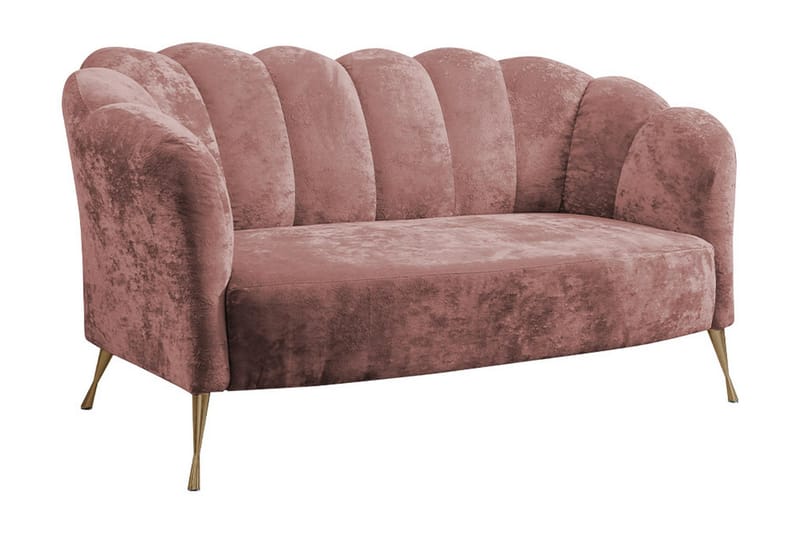 Adrial 2-seters Sofa - Fløyel/Rosa/Gull - Fløyel sofaer - 2 seter sofa