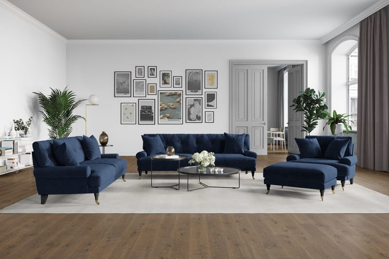 Andrew 2-seters Fløyelssofa - Blå - Møbler - Sofaer - Fløyel sofaer