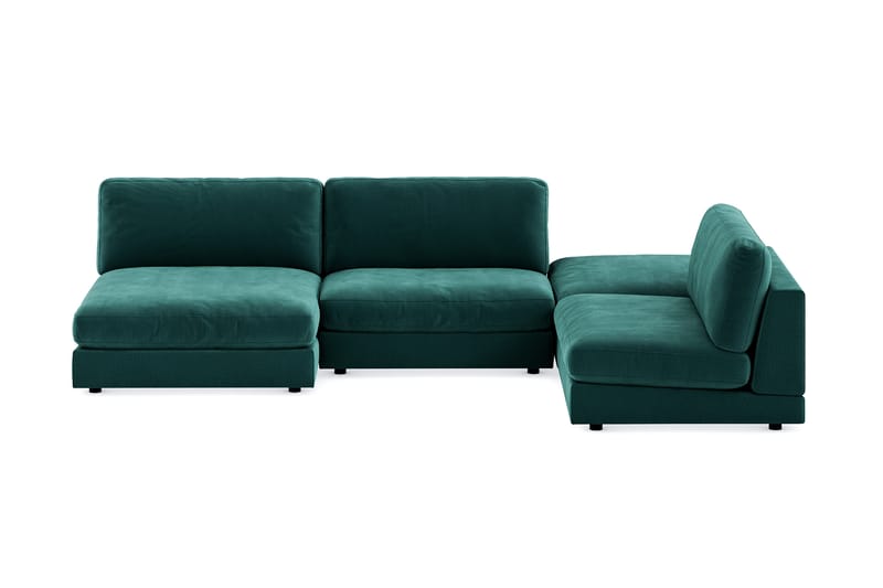 Arken 6-seters U-formet Modulsofa + Fotskammel i Fløyel - Grønn - Møbler - Sofaer - Fløyel sofaer
