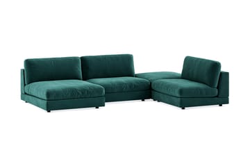 Arken 6-seters U-formet Modulsofa + Fotskammel i Fløyel - Grønn - Møbler - Sofaer - Fløyel sofaer