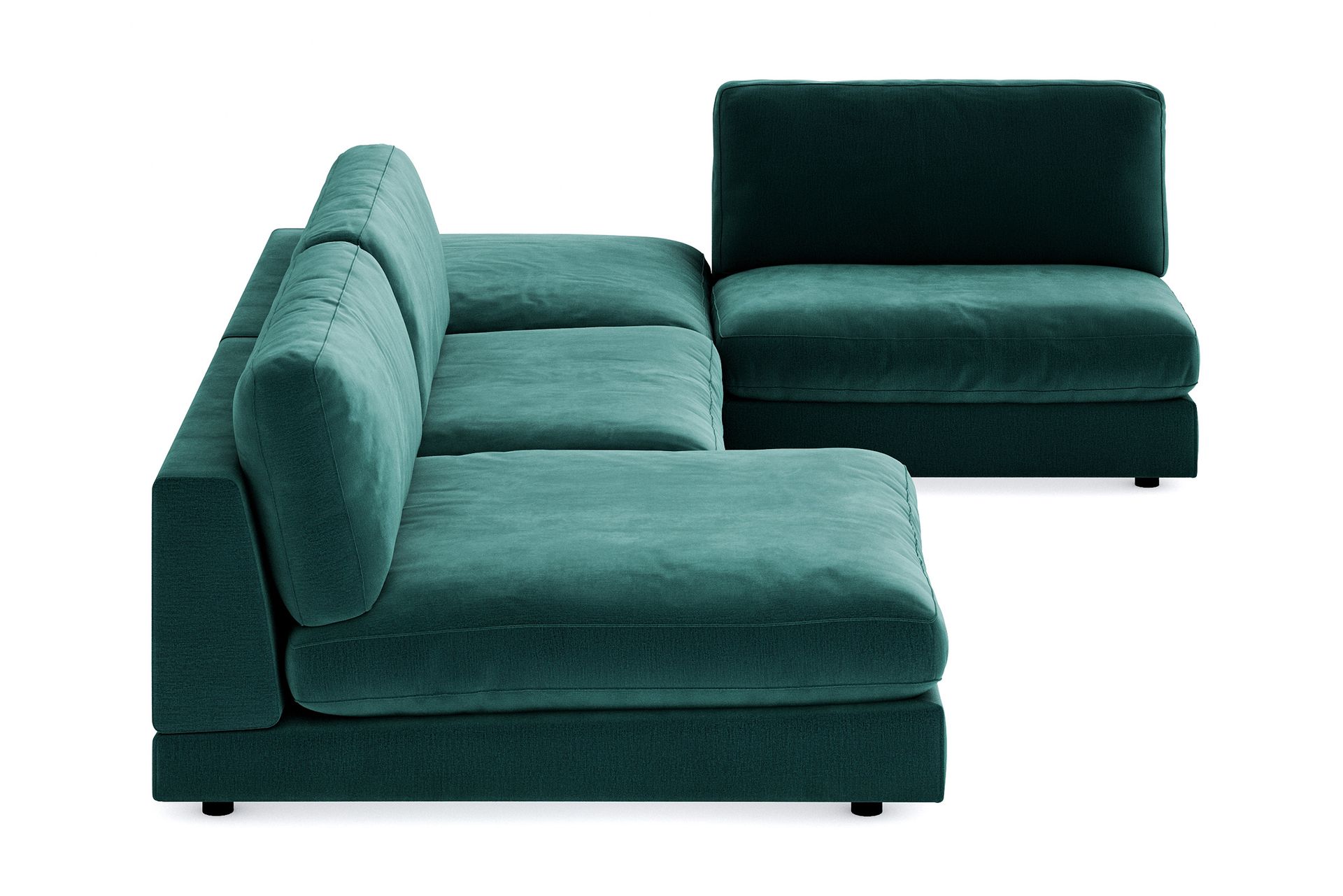 Arken 6-seters U-formet Modulsofa + Fotskammel i Fløyel - Grønn - Møbler - Sofaer - Fløyel sofaer