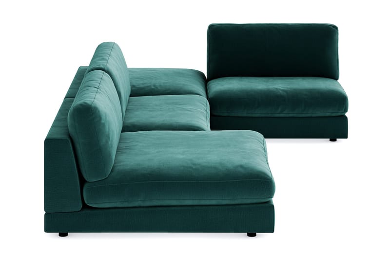 Arken 6-seters U-formet Modulsofa + Fotskammel i Fløyel - Grønn - Møbler - Sofaer - Modulsofaer - Komplett modulsofa