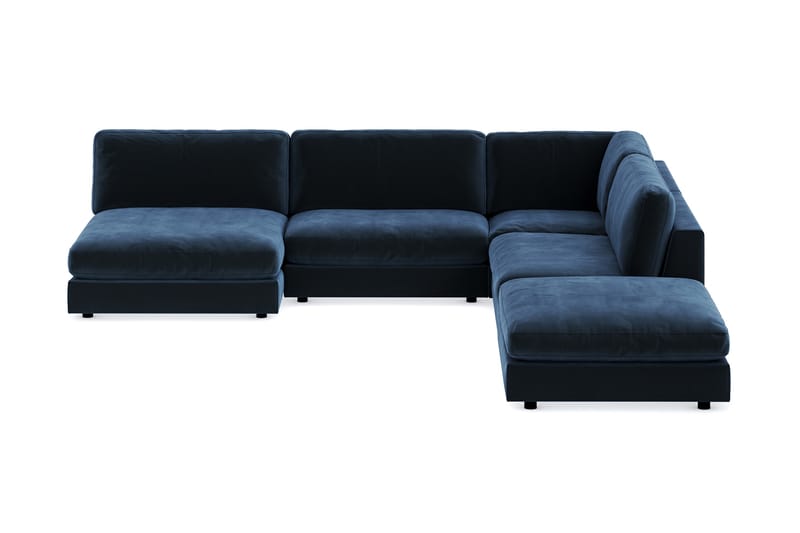 Arken 6-seters Vendbar L-formet Modulhjørnesofa med Divan + Fotskammel i Fløyel - Blå - Møbler - Sofaer - Fløyel sofaer