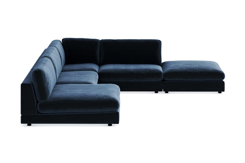 Arken 6-seters Vendbar L-formet Modulhjørnesofa med Divan + Fotskammel i Fløyel - Blå - Møbler - Sofaer - Fløyel sofaer