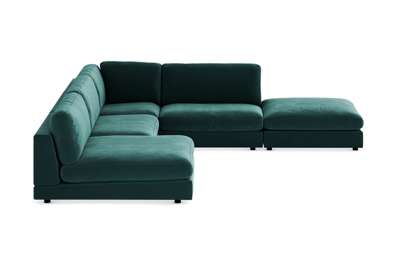 Arken 6-seters Vendbar L-formet Modulhjørnesofa med Divan + Fotskammel i Fløyel - Grønn - Møbler - Sofaer - Fløyel sofaer
