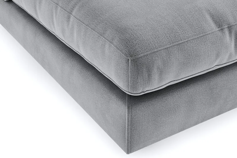 Arken 6-seters Vendbar L-formet Modulhjørnesofa med Divan + Fotskammel i Fløyel - Lys grå - Møbler - Sofaer - Modulsofaer - Komplett modulsofa