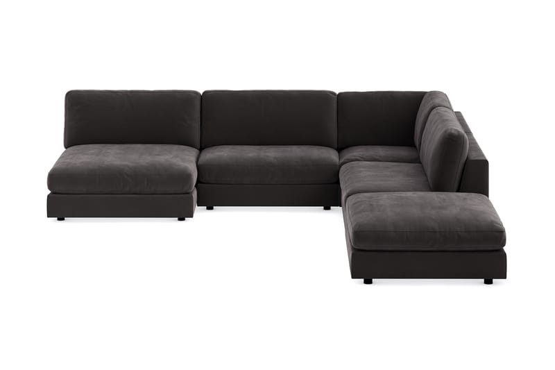 Arken 6-seters Vendbar L-formet Modulhjørnesofa med Divan + Fotskammel i Fløyel - Mørk grå - Møbler - Sofaer - Fløyel sofaer