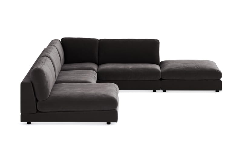 Arken 6-seters Vendbar L-formet Modulhjørnesofa med Divan + Fotskammel i Fløyel - Mørk grå - Møbler - Sofaer - Fløyel sofaer