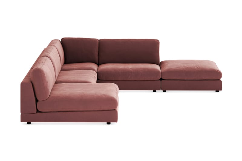Arken 6-seters Vendbar L-formet Modulhjørnesofa med Divan + Fotskammel i Fløyel - Rosa - Møbler - Sofaer - Fløyel sofaer