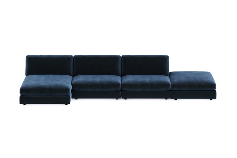 Arken 6-seters Vendbar U-formet Modulsofa med Divan + Fotskammel i Fløyel - Blå - Møbler - Sofaer - Fløyel sofaer