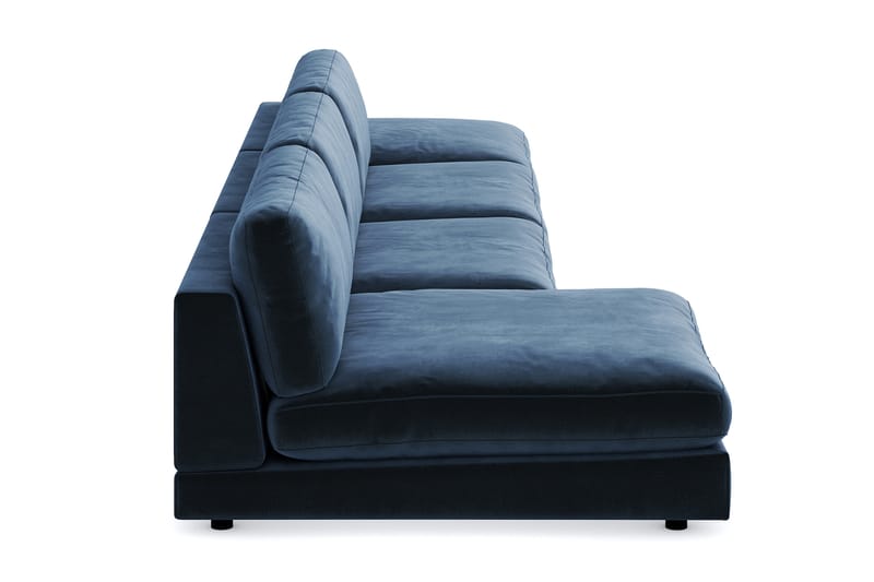 Arken 6-seters Vendbar U-formet Modulsofa med Divan + Fotskammel i Fløyel - Blå - Møbler - Sofaer - Fløyel sofaer