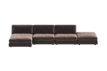 Arken 6-seters Vendbar U-formet Modulsofa med Divan + Fotskammel i Fløyel