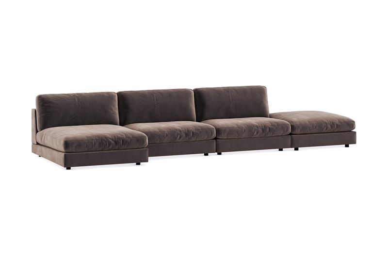 Arken 6-seters Vendbar U-formet Modulsofa med Divan + Fotskammel i Fløyel - Brun - Møbler - Sofaer - Fløyel sofaer