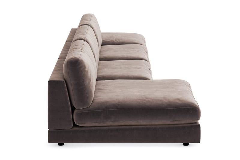 Arken 6-seters Vendbar U-formet Modulsofa med Divan + Fotskammel i Fløyel - Brun - Møbler - Sofaer - Fløyel sofaer