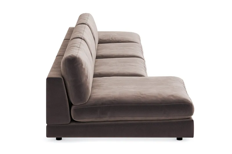 Arken 6-seters Vendbar U-formet Modulsofa med Divan + Fotskammel i Fløyel - Brun - Møbler - Sofaer - Modulsofaer - Komplett modulsofa