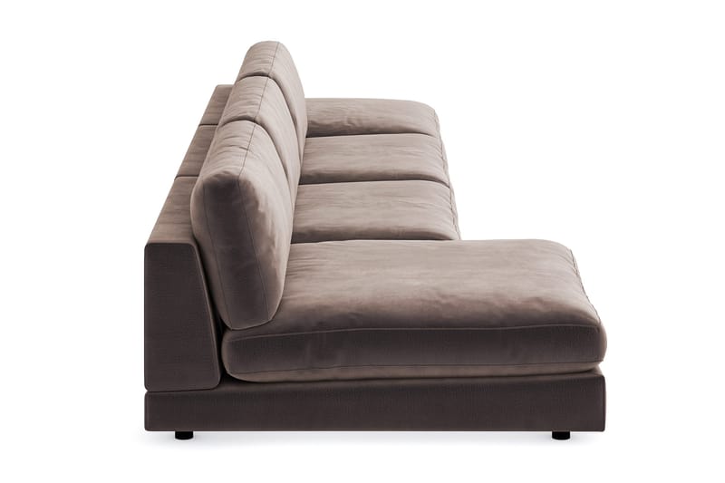 Arken 6-seters Vendbar U-formet Modulsofa med Divan + Fotskammel i Fløyel - Brun - Møbler - Sofaer - Modulsofaer - Komplett modulsofa