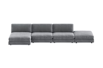 Arken 6-seters Vendbar U-formet Modulsofa med Divan + Fotskammel i Fløyel