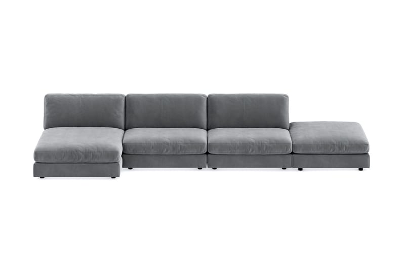 Arken 6-seters Vendbar U-formet Modulsofa med Divan + Fotskammel i Fløyel - Lys grå - Møbler - Sofaer - Fløyel sofaer