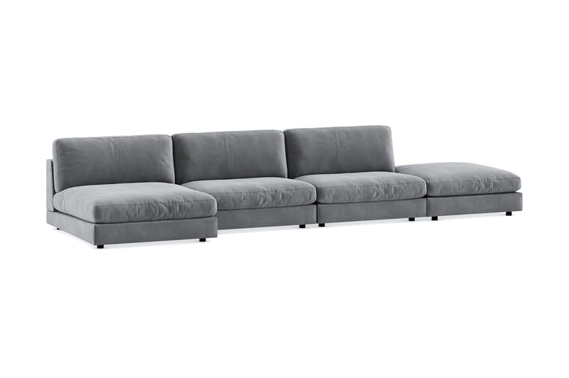 Arken 6-seters Vendbar U-formet Modulsofa med Divan + Fotskammel i Fløyel - Lys grå - Møbler - Sofaer - Fløyel sofaer